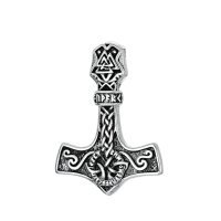 wholesale 925 Sterling Silver Thor Hammer Pendant Necklace-B-Viking Mjöllnir Without Chain