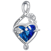 wholesale 925 Sterling Silver Heart Pendant Necklace Wholesale With Purple Gemstone-September-Morning Glory Without Chain