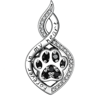 wholesale 925 Sterling Silver Dog Paw Print Infinity Love Heart Cremation Jewelry Urn Pendant Necklace for Ashes Memorial Keepsake Gift 24 Chain Included-Pet Paw Without Chain
