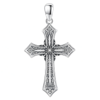 wholesale 925 Sterling Silver Gothic Cross Necklace with Intricate Design and Chain for Men & Women - Perfect Religious-Gothic Cross Without Chain
