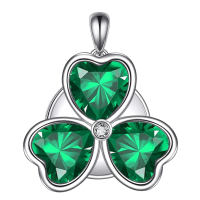 wholesale 925 Sterling Silver Clover Pendant With Green Stones-Clover necklace Without Chain