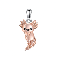 wholesale 925 Sterling Silver Heart Necklace with Rose Gold Plated Axolotl Pendant-Axolotl Without Chain
