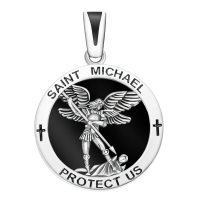 wholesale 925 Sterling Silver Saint Michael Archangel Abalone Shell Pendant Necklace-St Michael(Black Onyx) Without Chain