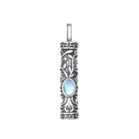 wholesale 925 Sterling Silver Moonstone Floral Cylinder Cremation Jewelry Keepsake Urn Pendant Necklace  with Funnel and Fill Tool-Sunflower Celtic Urn Necklace Without Chain
