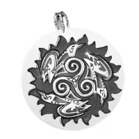 wholesale 925 Sterling Silver Norse Raven & Sun Symbol Pendant Necklace  with Chain - Viking Runes Jewelry for Men Women Gifts-E-Triple Helix Raven Without Chain