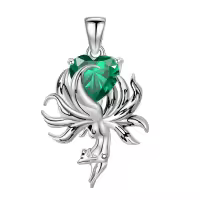 wholesale 925 Sterling Silver Fox Pendant Necklace w Birthstone Women s Jewelry Gift-05-May Without Chain