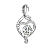 wholesale 925 Sterling Silver Infinity Heart Pendant Necklace With Clear Crystal-silver-Nana Necklace Without Chain