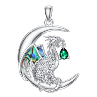 wholesale 925 Sterling Silver Birthstone Dragon Wyvern Pendant Necklace for Women-May Without Chain