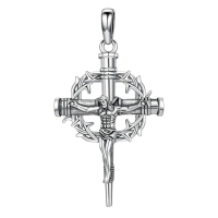 wholesale 925 Sterling Silver Crucifix Pendant Necklace  with Crown of Thorns - Religious Jewelry for Men & Women-Nail Cross Without Chain