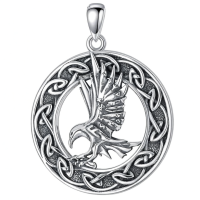 wholesale 925 Sterling Silver Eagle Celtic Knot Pendant Necklace-Celtic-Raven Without Chain
