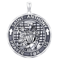 wholesale 925 Sterling Silver Archangel Medals St Pendant Necklace for Men Women-62-St Anthony Medal(round silver) Without Chain
