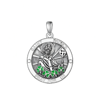 wholesale 925 Sterling Silver Patron Saint Medal Amulet Necklace for Men 2 5mm 22 +2 Chain-A31-Saint Patrick Without Chain