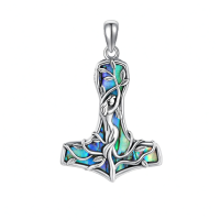 wholesale 925 Sterling Silver Thor's Hammer Pendant With Mother Of Pearl And Vine Design-Thor Hammer for women Without Chain