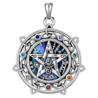 wholesale 925 Sterling Silver Multi-Religious Symbols Flower Peace Sign Pendant Necklace for Women Men Christian Jewish Islam Buddhism Hinduism Yoga Spiritual Gifts 48cm Chain Length-Tetragrammaton Necklace Without Chain