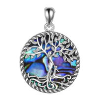 wholesale 925 Sterling Silver Abalone Shell Tree of Life Pendant Necklace for Women Christmas s-one tree necklace Without Chain