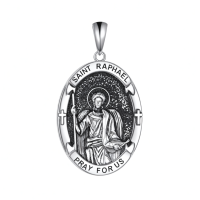 wholesale 925 Sterling Silver Saint Raphael Religious Pendant Necklace-Saint Raphael Without Chain