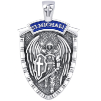 wholesale 925 Sterling Silver St Michael Shield Pendant Necklace-A04-St Michael Shield-A04-St Michael Shield Without Chain