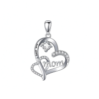 wholesale 925 Sterling Silver Heart Love You MOM Pendant Necklaces Gifts for Women Girls Mother's Day Birthday Christmas Anniversary Present Jewelry Accessories-mama Without Chain
