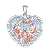 wholesale 925 Sterling Silver Heart-Shaped Celtic Knot Owl Pendant Necklace for Women-Animal necklace-Fox Without Chain