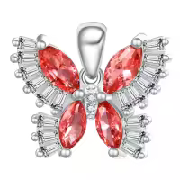 wholesale 925 Sterling Silver Birthstone Butterfly Necklace for Women-01-Jan-Garnet Red Without Chain