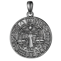 wholesale 925 Sterling Silver Libra Zodiac Sign Necklace for Men - Constellation s-Libra Black-Libra-Black Without Chain