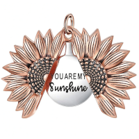 wholesale 925 Sterling Silver Sunflower Locket Necklace with YOU ARE MY SUNSHINE Engraving Pendant-A- Rose Gold Without Chain