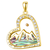 wholesale 925 Sterling Silver Heart Mountain Pendant Necklace Abalone Shell Gold Plated For Women-Gold Without Chain