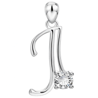 wholesale 925 Sterling Silver 26 Alphabet Pendant Necklace Jewelry-Letter J Without Chain
