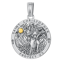 wholesale 925 Sterling Silver Archangel Medals St Pendant Necklace for Men Women-29-St Christopher Large(6-round silver) Without Chain