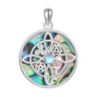 wholesale 925 Sterling Silver Moissanite Witches Knot Necklace Witch Jewelry for Women-A-Moonstone&Abalone Shell Coin-A-Moonstone&Abalone Shell Coin Without Chain