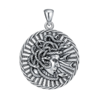 wholesale 925 Sterling Silver Round Medusa Head with Snakes Pendant Necklace for Men Women Catholic Protection s 36cm Chain Length-6-Medusa Without Chain