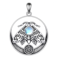 wholesale 925 Sterling Silver Blue Moonstone Butterfly Pendant Necklace-moth necklace for women Without Chain