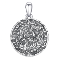 wholesale 925 Sterling Silver Personalized Photo Frame Round Wolf Head Charm Pendant Necklaces for Women Men  48cm Chain Length-Wolf1 Without Chain