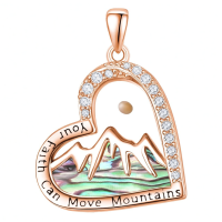 wholesale 925 Sterling Silver Heart Pendant With Mountain Design And Engraved Inscription-Rose Gold Without Chain
