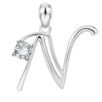 wholesale 925 Sterling Silver 26 Alphabet Pendant Necklace Jewelry-Letter N Without Chain