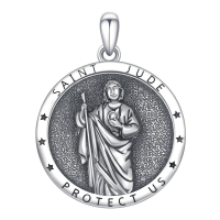 wholesale 925 Sterling Silver Saint Jude Protect Us Religious Medal Pendant Necklace for Men & Women-Saint Jude-Saint Jude Without Chain