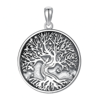 wholesale 925 Sterling Silver Tree of Life Pendant Necklace with Round Shape and Stone Elements for Women & Men-Tree of Life-3 Without Chain