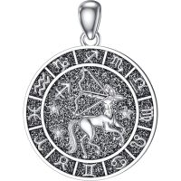 wholesale 925 Sterling Silver Sagittarius Zodiac Sign Necklace with Cubic Zirconias and Black Enamel for Women Girls Astrology Gift 48 Chain Length-Sagittarius Without Chain