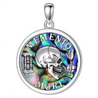 wholesale 925 Sterling Silver Memento Mori Pendant Necklace-Memento Mori-1-Abalone Shell Without Chain
