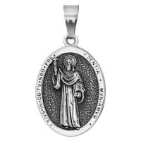 wholesale 925 Sterling Silver Oval St. Jude Medal Necklace with Praying Hands and Cross Design-3-St.Benedict Without Chain