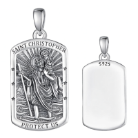 wholesale 925 Sterling Silver Saint Christopher Medal Pendant Necklaces for Men & Women - Religious Protection  Ideas-A0-Saint Christopher（Personalized）-A0-Saint Christopher Without Chain