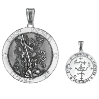 wholesale 925 Sterling Silver Patron Saint Medal Amulet Necklace for Men 2 5mm 22 +2 Chain-A13-Saint Michael Without Chain