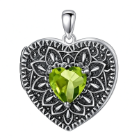 wholesale 925 Sterling Silver Birthstone Gemstone Heart Photo Locket Necklace Holds 2 Pictures Jewelry Gift-05 May-06 June-12 December-11 November-02 February-10 October-09 September-04 April-07 July-08 August-01 January-03 March Without Chain