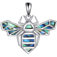 wholesale 925 Sterling Silver Bee Pendant With Abalone Inlay-bee necklace Without Chain