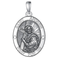 wholesale 925 Sterling Silver Patron Saint Medal Amulet Necklace for Men 2 5mm 22 +2 Chain-A33-Saint Andrew Without Chain