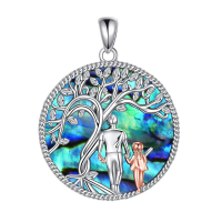 wholesale 925 Sterling Silver Tree of Life Family Pendant Necklaces with Labradorite Stone Birthstone s for Women Girls Mother's Day Anniversary Christmas-Shell Tree Pendant Without Chain