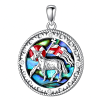 wholesale 925 Sterling Silver Pendant With Enamel Stallion Design On Abalone Shell-Lamb of God Without Chain