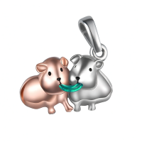 wholesale 925 Sterling Silver Cute Hamster Pendant Necklace Wholesale With Swarovski Crystals-E-Guinea Pigs Without Chain
