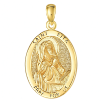 wholesale Gold-Plated 925 Sterling Silver St Rita Medal Necklace with Pray For Us Inscription and 18+2 Chain for Women-Saint Rita Without Chain