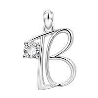wholesale 925 Sterling Silver 26 Alphabet Pendant Necklace Jewelry-Letter B Without Chain
